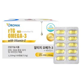 [Oronia] rTG Omega-3 + Vitamin E 60 capsules_Supercritical Extract, High Content, EPA, DHA, Anchovies, Blood Neutral Lipids, Blood Circulation _Made in Canada
